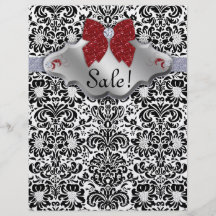 SALON Spa Xmas Flyer Floral Damask Red