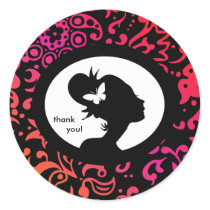 Salon Sticker Butterfly Colourful Woman Silhouette