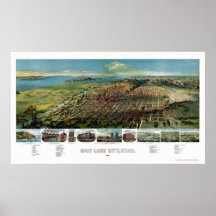 Salt Lake City, UT Panoramic Map - 1891 Poster