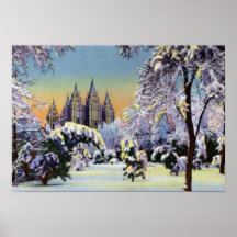 Salt Lake City Utah Temple Grounds in Winter Posters
