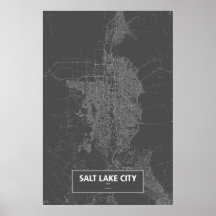 Salt Lake City, Utah (white on black) Posters