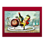 Salutation de Noël avec la bande dessinée des vins Carte Postale