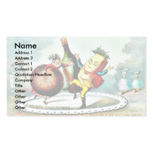 Salutation de Noël avec la bande dessinée des vins Cartes De Visite Personnelles