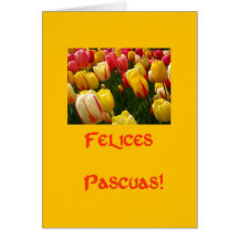 salutation jaune de Pâques de tulipes mélangées da Cartes De Vœux