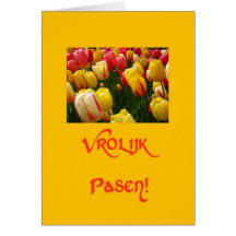 salutation jaune de Pâques de tulipes mélangées da Cartes De Vœux