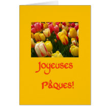 salutation jaune de Pâques de tulipes mélangées en Cartes De Vœux