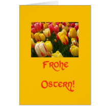 salutation jaune de Pâques de tulipes mélangées en Carte De Vœux