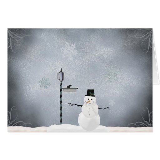 Salutations de bonhomme de neige d'hiver carte de vœux