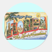 Salutations de la Floride - voyage vintage Adhésifs Ronds