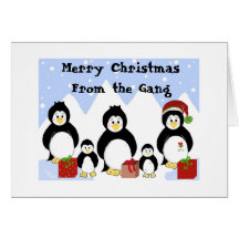 Salutations de Noël de bande de pingouin Cartes De Vœux