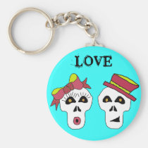 SAM AND SALLY SKULL IN LOVE KEYCHAIN keychains