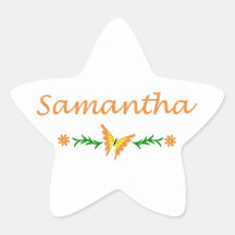 Samantha (Orange Butterfly) Star Sticker