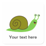 Sammy the Green Garden Snail Square Sticker