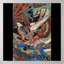 Samouraïs, C. de peinture japonais 1800's Affiches