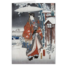 Samouraïs dans des cartes de voeux de neige