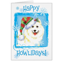 Samoyed heureux de Howliday Cartes De Vœux