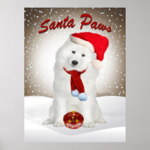 Samoyed Santa Paws  Print