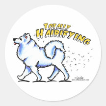 Samoyed Totally Hairifying Round Stickers