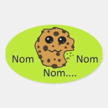 Sample oval Nom Nom Nom... cookie sticker.