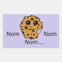 Sample rectangular Nom Nom Nom... cookie sticker.