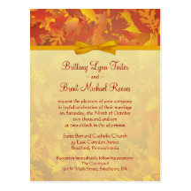 Sample Wedding Invitation - Autumn Mist - Gold Postcard