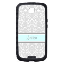 Samsung Blue Grey Damask Custom Name