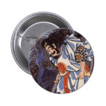 Samurai and Water Dragon Vintage Japanese Print Pin