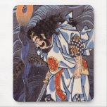 Samurai and Water Dragon Vintage Japanese Print Mousepad