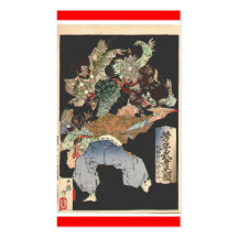 Samurai attacked by Tengu, Circa 1883 Business Cards
