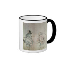 Samurai being followed by a servant mugs