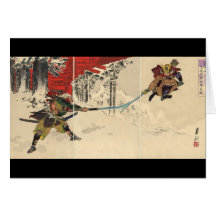 Samurai combat in the snow circa 1890 greeting card