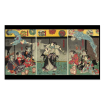 Samurai fighting ghosts and snakes c. 1850 business card templates