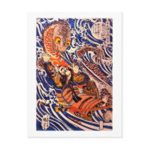 Samurai Fighting Giant Salamander Postcard