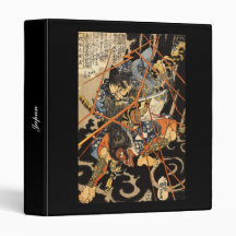 Samurai fighting large monster, circa 1800's binder