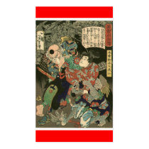 Samurai fighting Tengu, Circa 1866 Business Card Templates