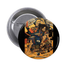 Samurai in Combat, circa 1800's Pinback Button