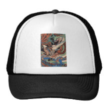 Samurai Japanese Painting c. 1800's Hats