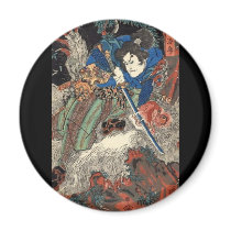 Samurai Japanese Painting c. 1800's Magnet