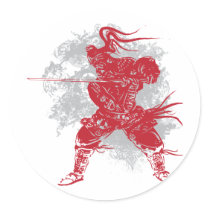 Samurai Pose Round Sticker