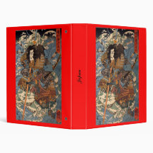 Samurai surfing on the backs of crabs c. 1800's 3 ring binder