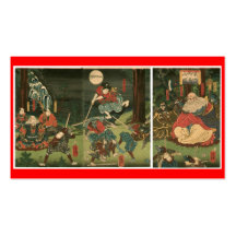 Samurai training with Tengu, Circa 1859 Business Card Templates