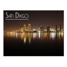 San Diego At Night Post Card