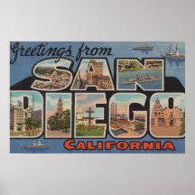 San Diego, California - Large Letter Scenes 2 Posters
