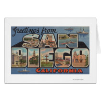 San Diego, California - Large Letter Scenes Greeting Cards