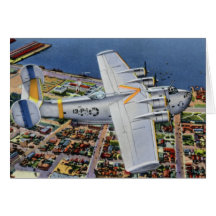 San Diego California Plane over city Greeting Card