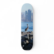 San Diego Pelicans Birds City Skyline Water Skateboard Deck