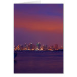 San Diego Skyline At Sunset From Harbour Island Greeting Cards