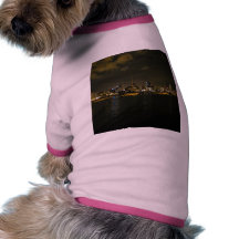 San Diego Skyline Buildings Water Sailboats Nightt Doggie Tee Shirt