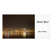 San Diego Skyline Night Custom Photo Card