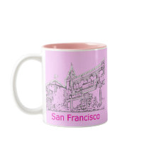 San Francisco 1986 art The MUSEUM Zazzle Drawing Coffee Mugs